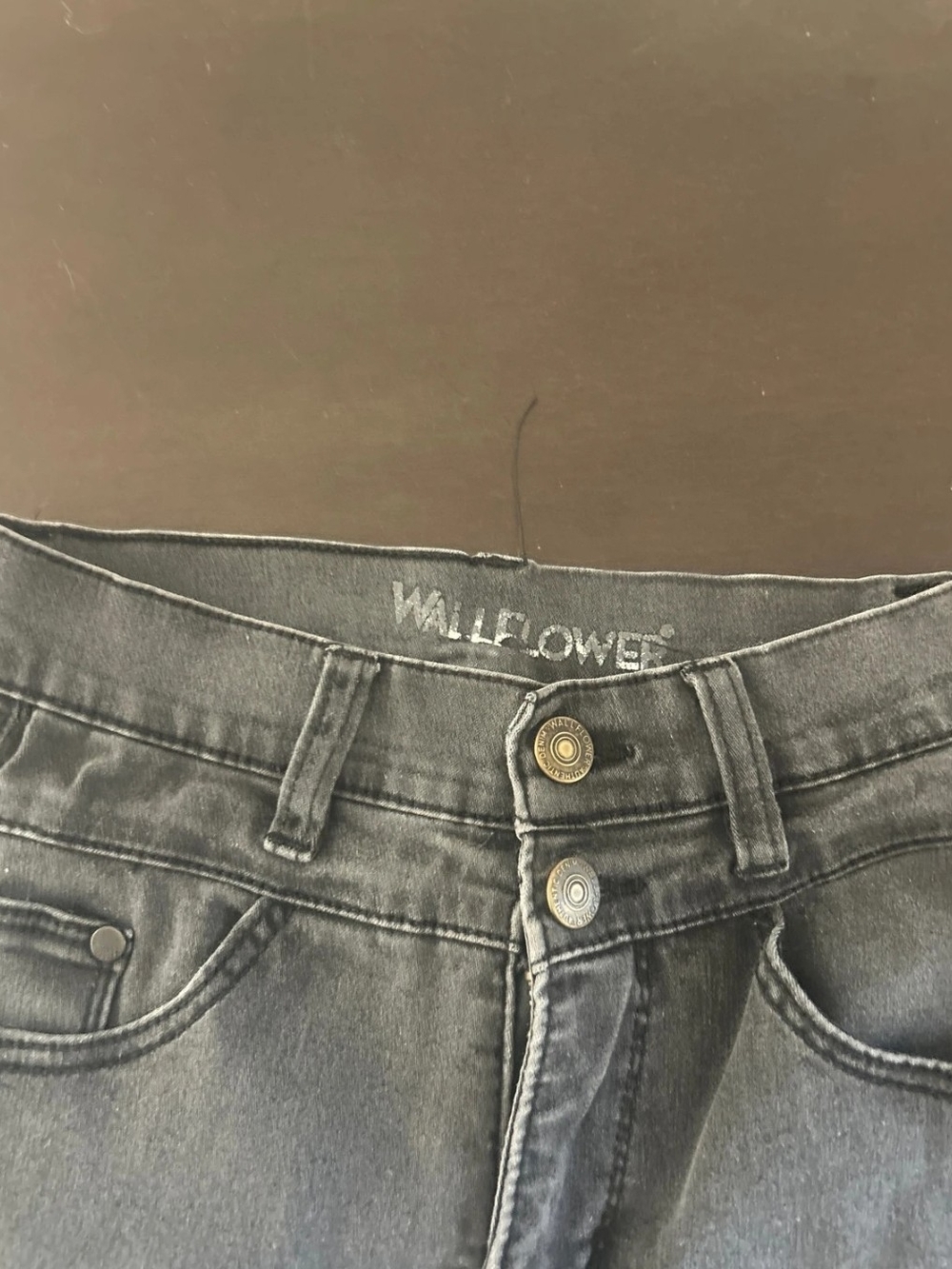 Wallflower Two-Tone Washed Black Denim Shorts - Picture 2 of 3